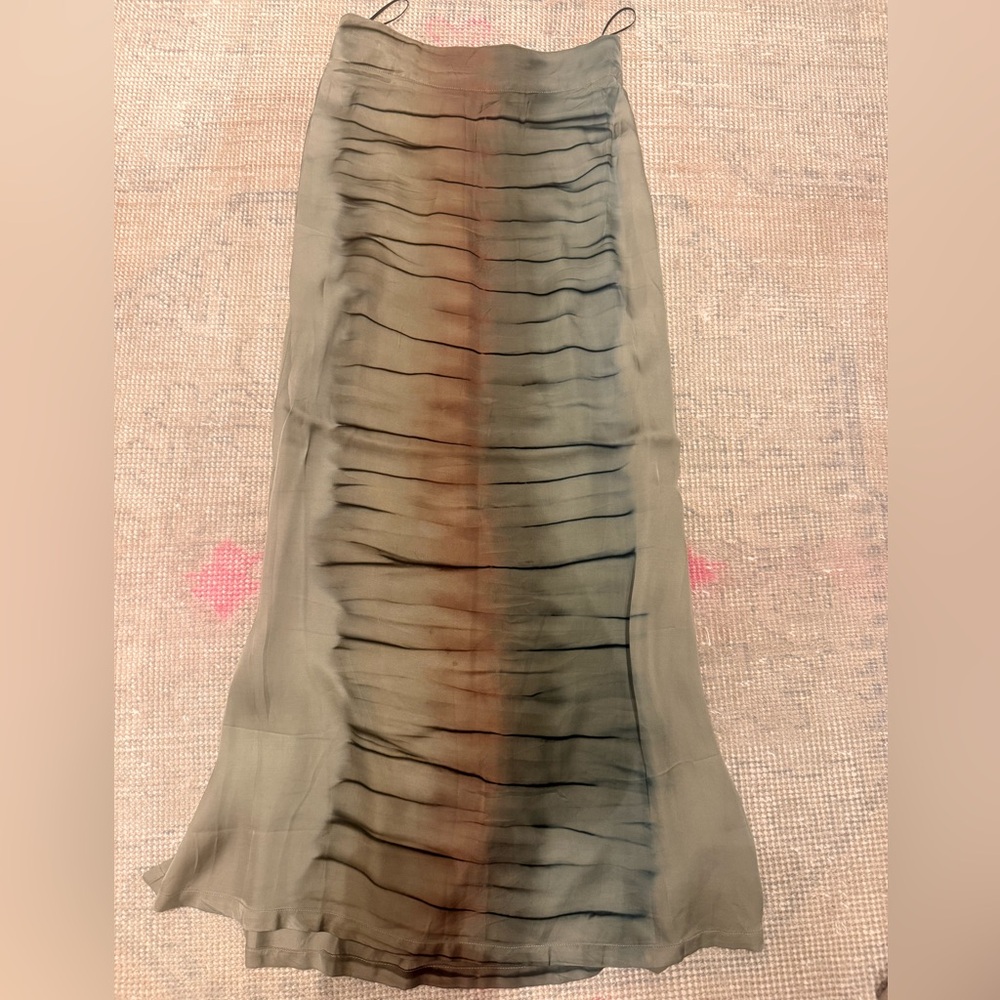 Chic Olive and Brown Maxi Skirt